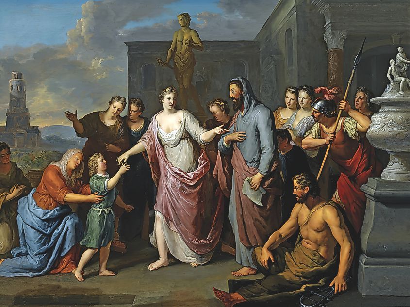 Olympias presenting the young Alexander the Great to Aristotle (Gerard Hoet, Public domain, via Wikimedia Commons)