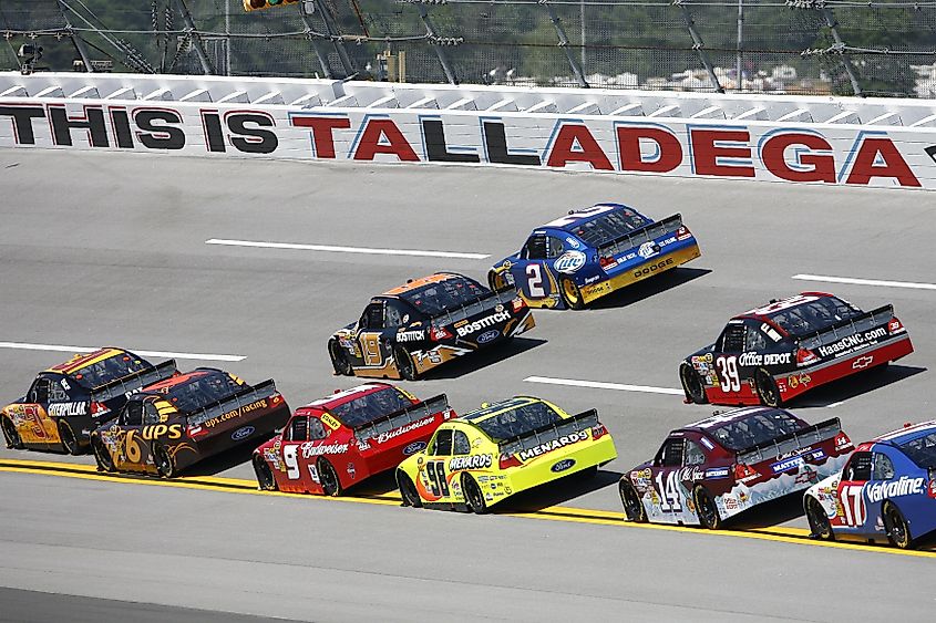 The NASCAR Sprint Cup Series takes to the track for practice for the running of the Aaron's 499 race at the Talladega Superspeedway on Apr 25, 2010 in Talladega, AL. Via Shutterstock / Grindstone Media Group