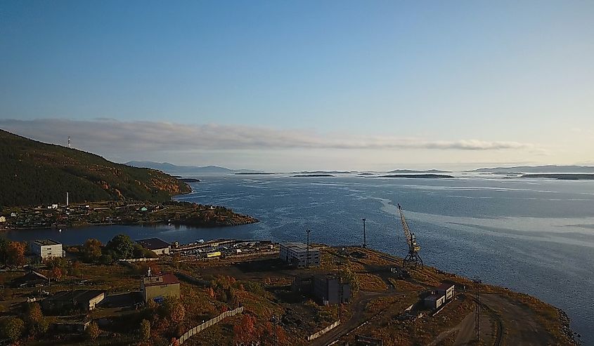 Aerial Landscape of a Nothern Autumn Nature. Kola Peninsula in Russia near the Kandalaksha town