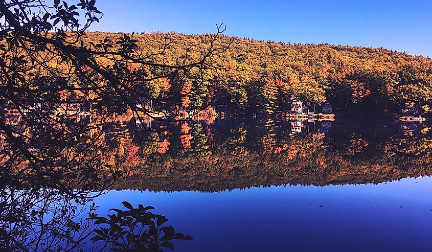 Laurel Lake Massachusetts Autumn in New England Landscape.