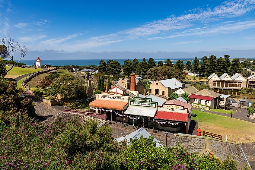 Warrnambool, Victoria, Australia - February 13, 2024: Flagstaff Hill Maritime Museum, village street