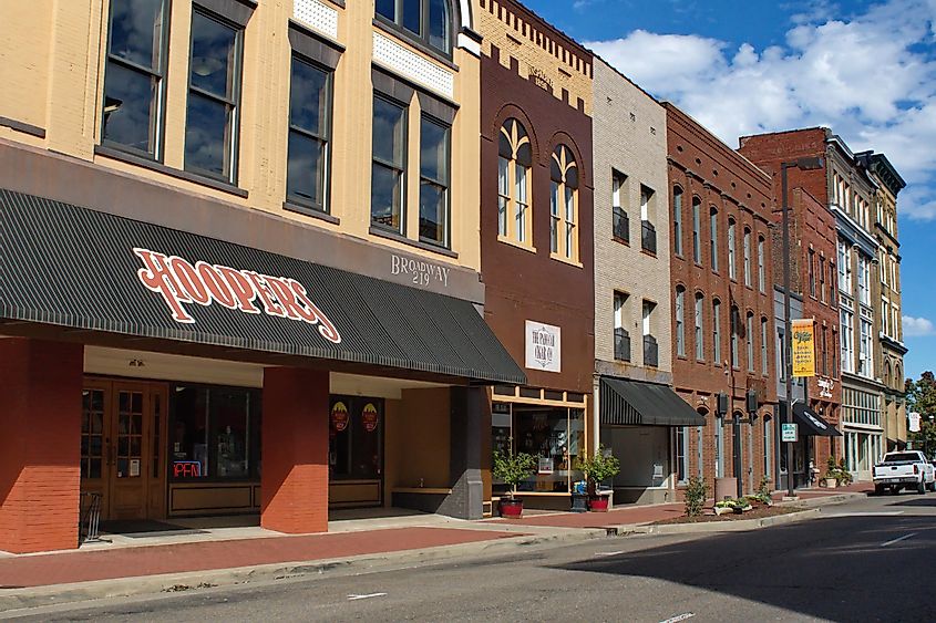Historic buildings in the downtown Main Street in Paducah