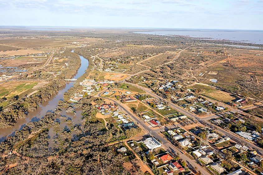 The outback town of Menindee on the banks of the Darling River in New South Wales, Australia