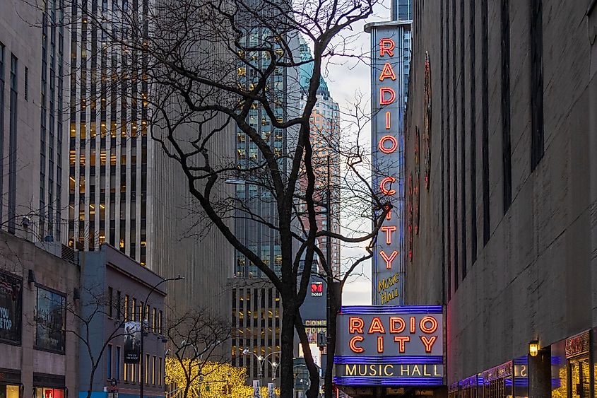 Radio City Music Hall in midtown Manhattan New York City New York, USA. Via Shutterstock / Marcus E Jones