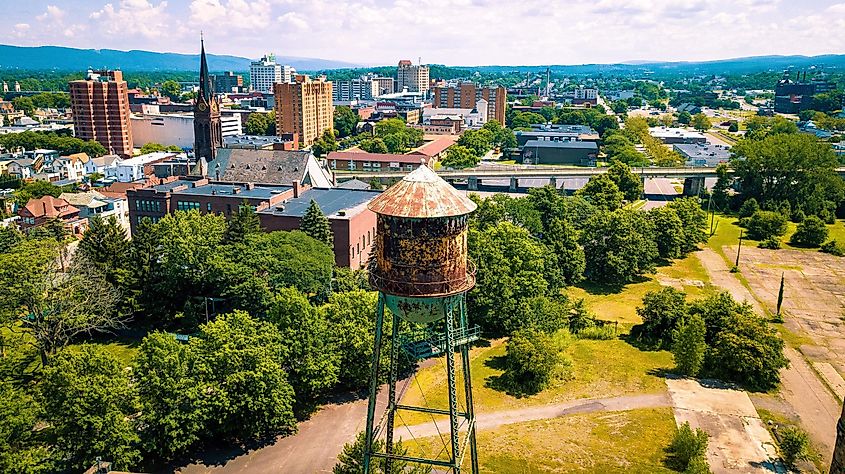 The cityscape of Wilkes-Barre, Pennsylvania.