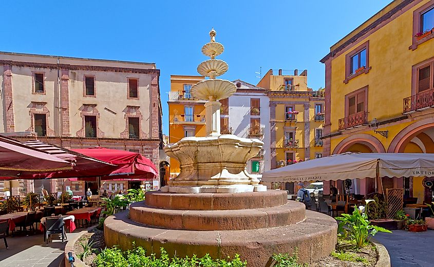 The city of Bosa on the west coast of Sardinia.