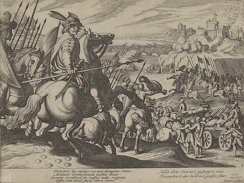 Battle of Pydna where the Roman legions smashed the Macedonian phalanx after which the Kingdom of Macedonia was divided by the Romans into 4 client republics.