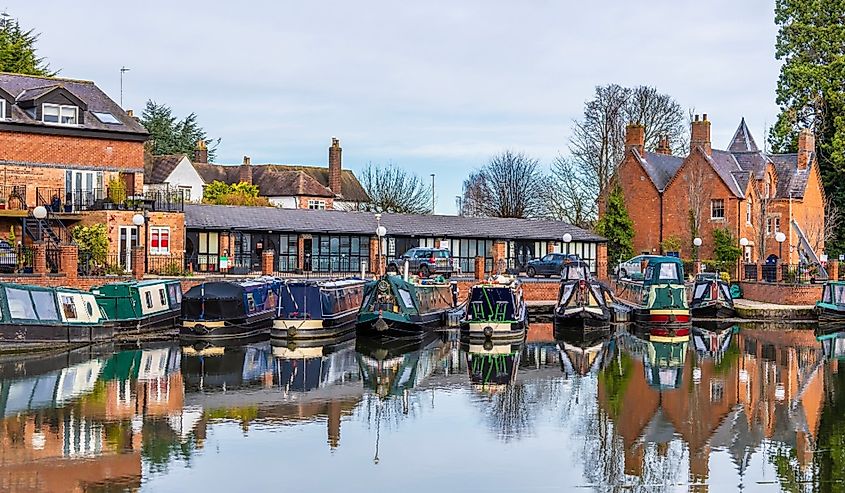 A view of across the canal basin in Market Harborough in Winter