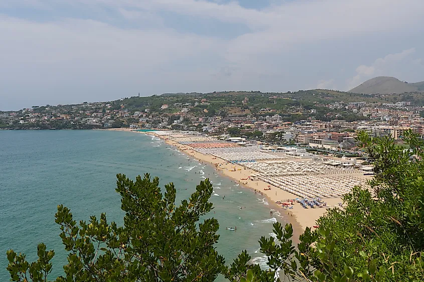 Beaches on the coast of Gaeta, Lazio, Italy. 