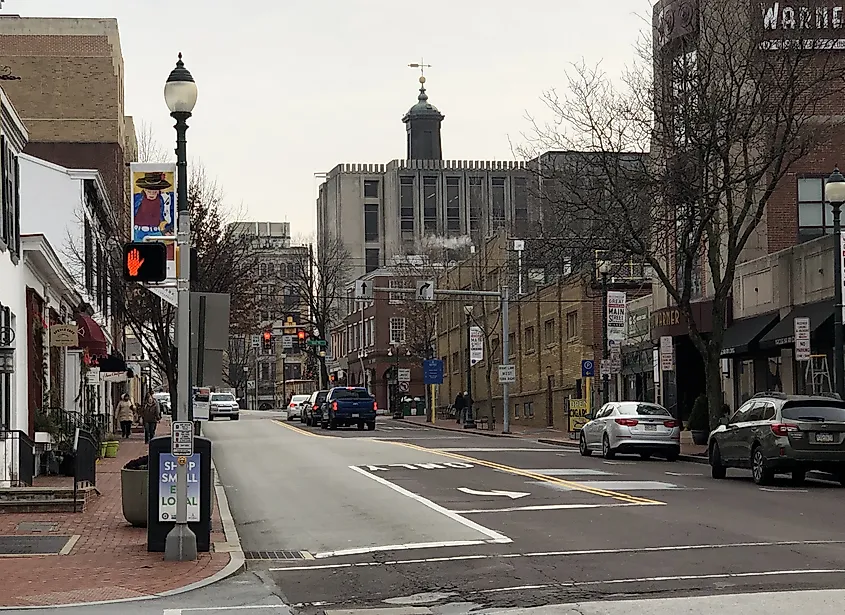 View west along Pennsylvania State Route 3 (Chestnut Street) just west of Walnut Street in West Chester, Pennsylvania