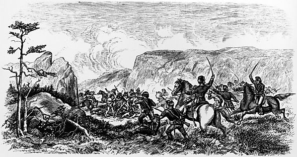 Depiction of the Battle of Ash Hollow in Nebraska.