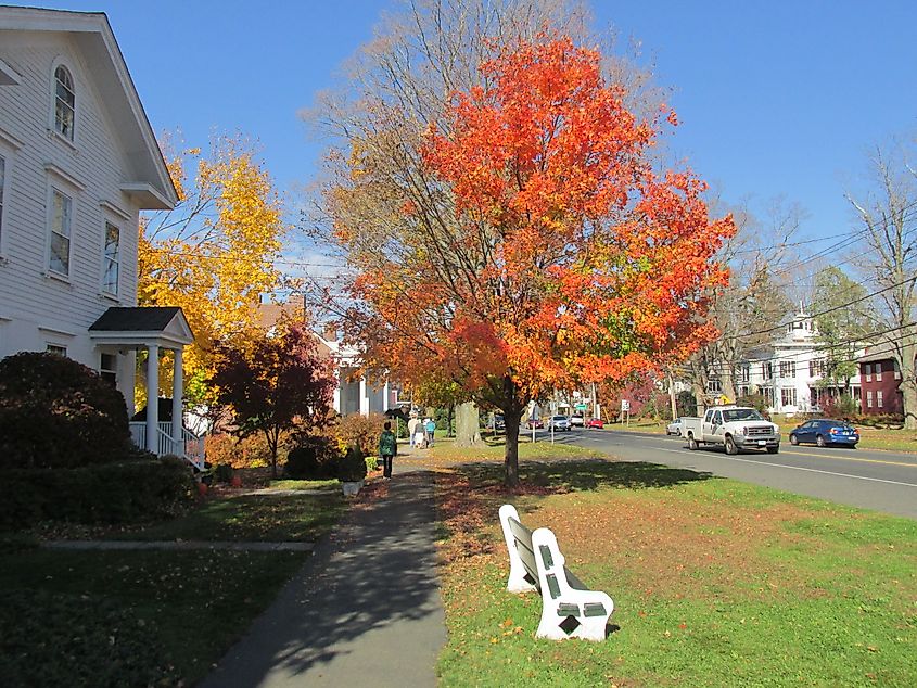 Main Street in Newtown, Connecticut. 