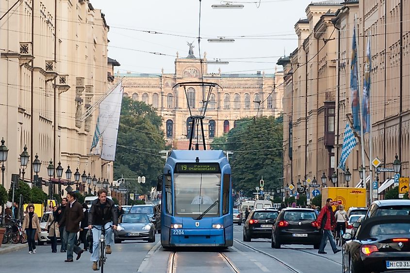 Maximilianstrasse, Streetcar, and a view of the Bavarian Parliament III
