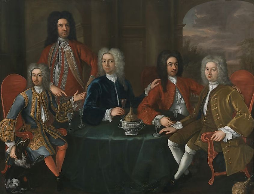 c. 1735 painting of the Dublin Hellfire Club's members.
