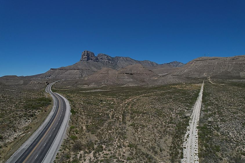 Road and trail through the Guadalupe Mountains National Park.