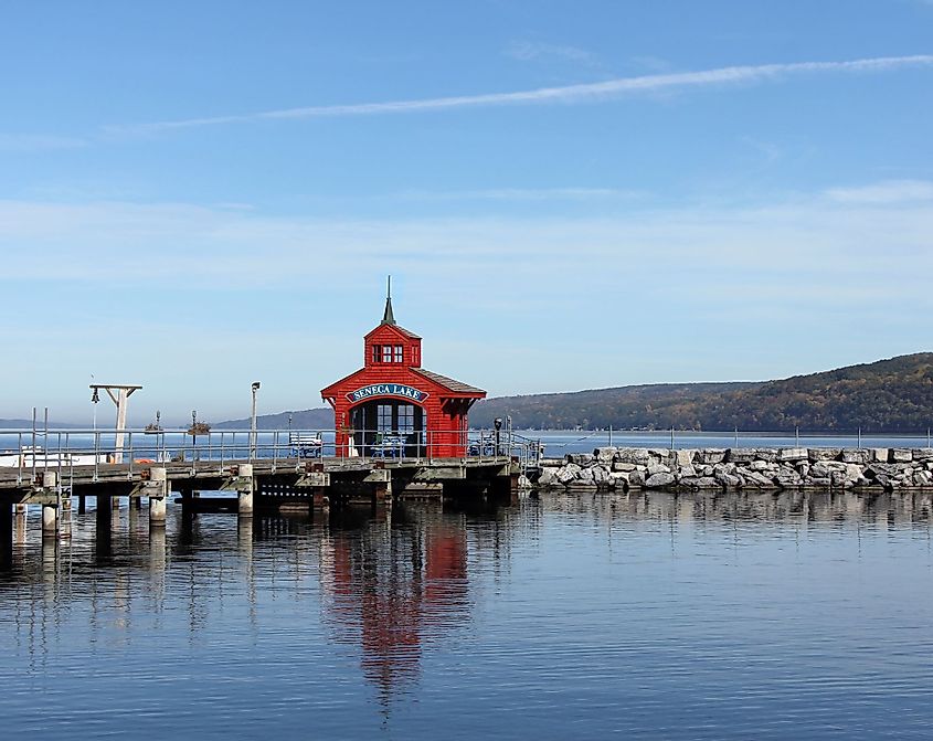 Pier at Seneca Lake harbor at Watkins Glen, New York