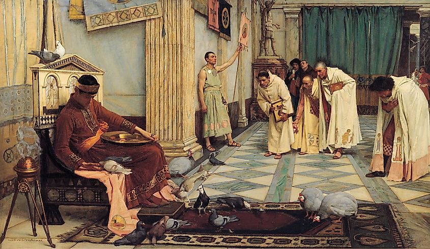 The Favourites of the Emperor Honorius, by John William Waterhouse, 1883