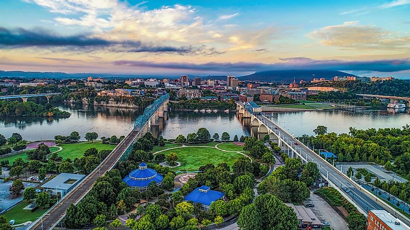Drone Aerial View of Downtown Chattanooga