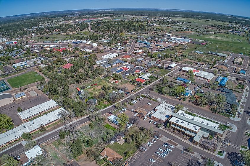 Aerial view of Show Low, Arizona in spring.