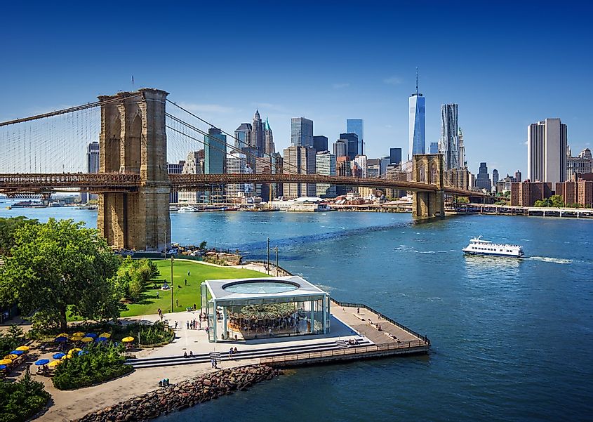Brooklyn Bridge and the skyline of Manhattan
