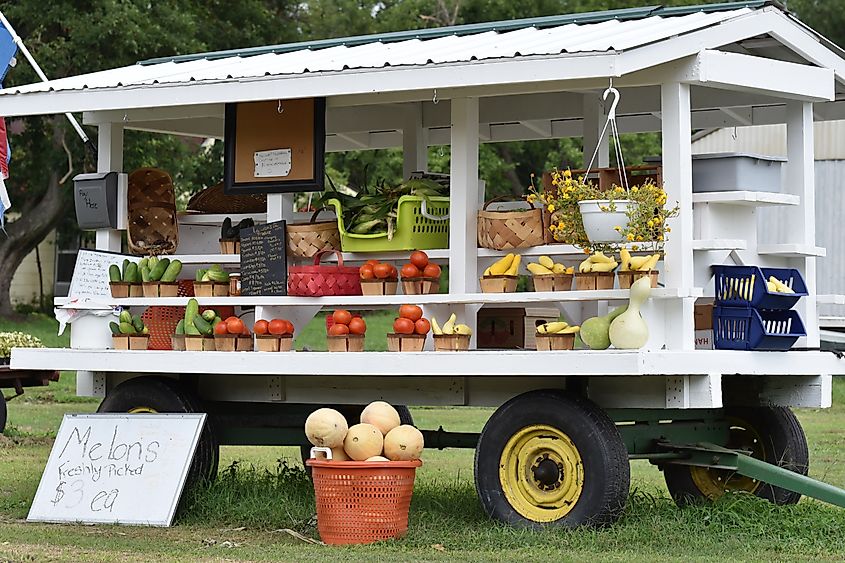 Fruit stand in the town of Millsboro, Delaware.