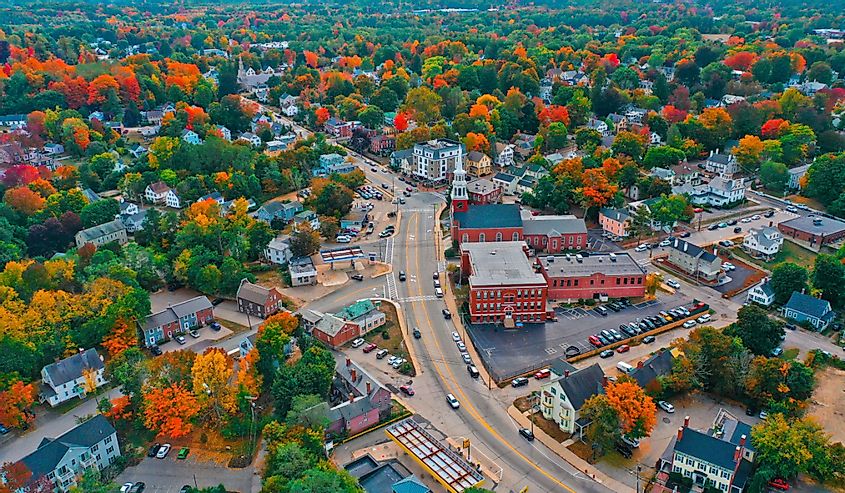Downtown Dover, New Hampshire during fall foliage season