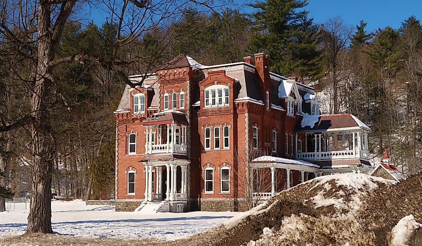 Historic Graves Mansion on College Street in Au Sable, New York.
