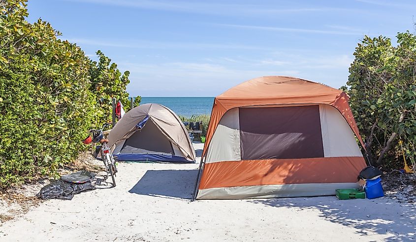 Camping at the beach in Bahia Honda state park, Florida Keys, United States