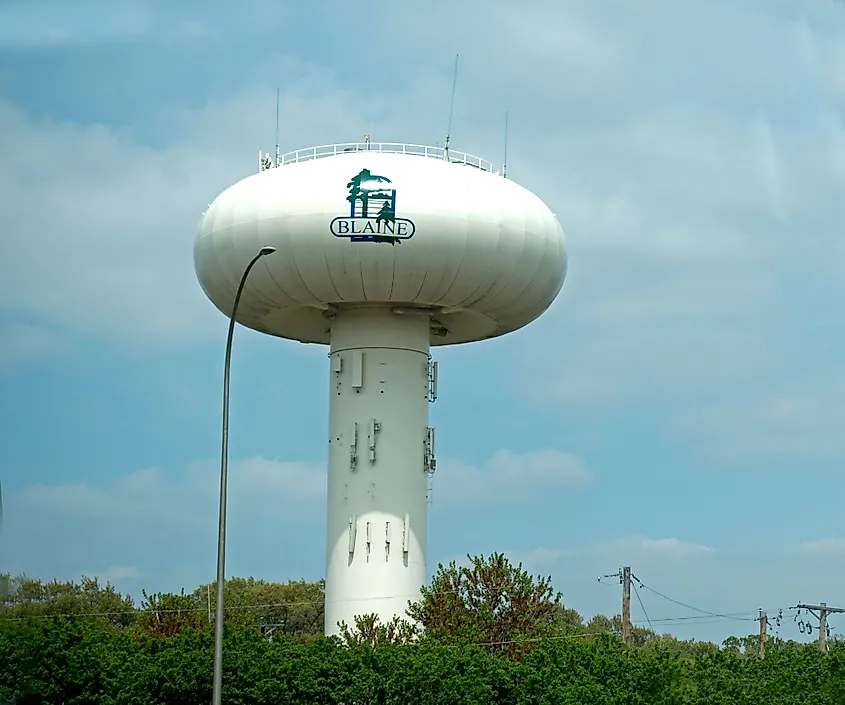A water tower in Blaine, Minnesota.