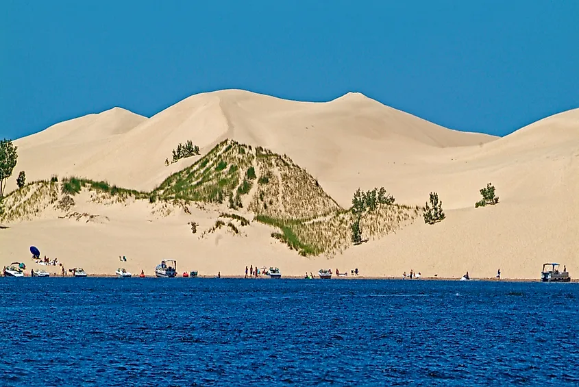 The clean, sandy shoreline of Sleeping Bear Dunes National Lakeshore on Lake Michigan.