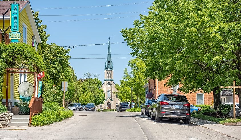 The exterior of a church in Elora, Ontario. Image credit Eli Unger via Shutterstock
