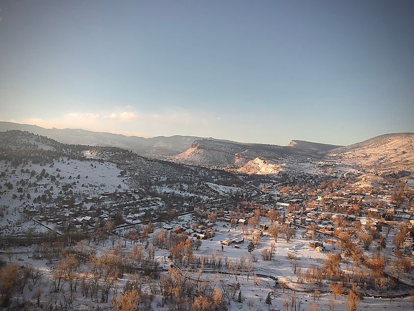 Aerial view of Lyons, Colorado.