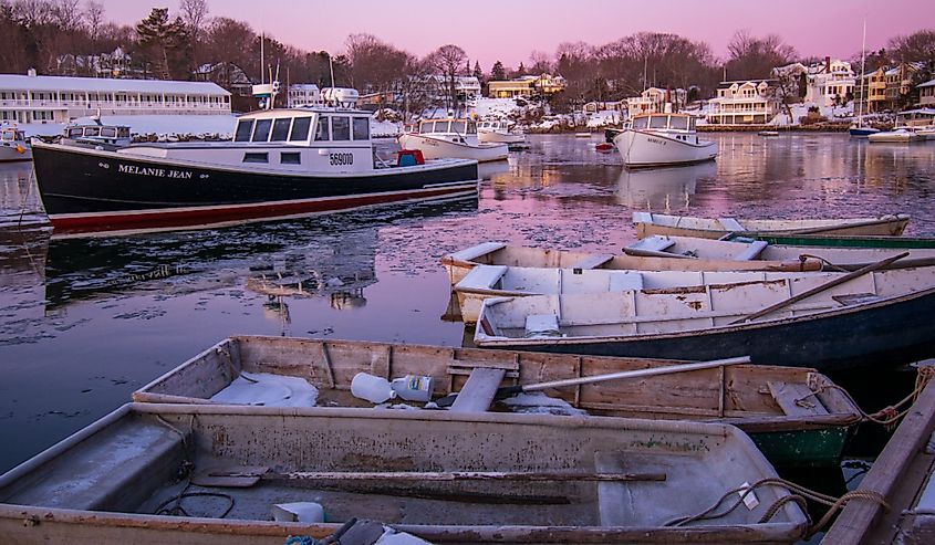 Winter sunrise in Perkins Cove Ogunquit, Maine.