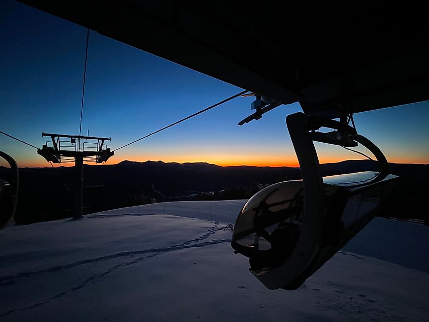 Early morning sunrise, dead of winter in Waterville Valley, New Hampshire.