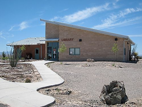 Facade of the Presidio Public Library in Presidio, Texas.
