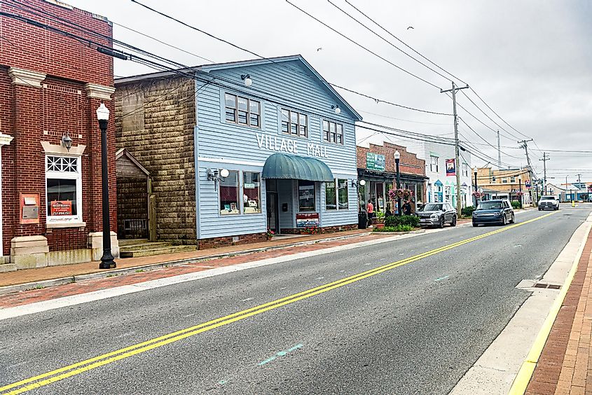 Main street of the old island town of Chincoteague in Virginia, via Kosoff / Shutterstock.com