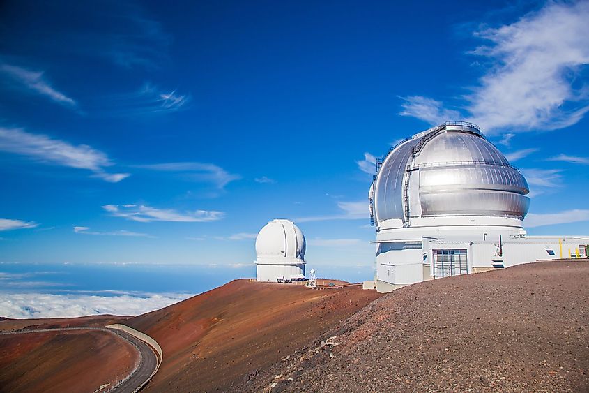 Observatories on the top of Mauna Kea mountain.