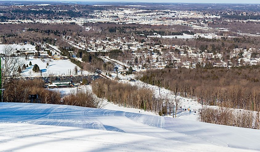 Wausau, Wisconsin, from the summit of Granite Peak Ski Hill in Rib Mountain State Park