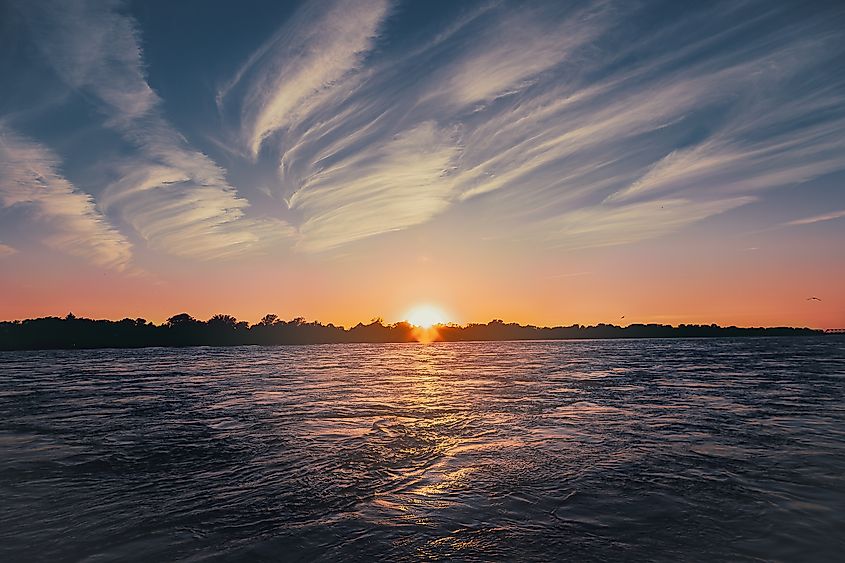 Sunset on Lake Erie with active current. Credit: Alena Busik/Shutterstock.com