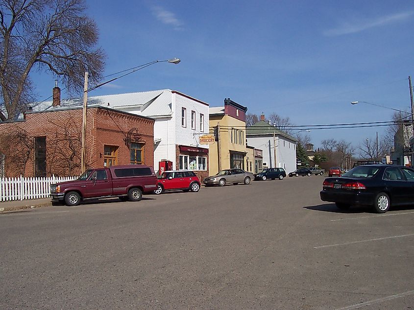 Rustic buildings in Pepin, Wisconsin.