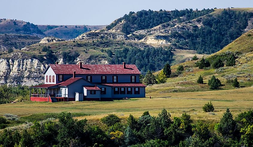 Historic home built by the Marquis de Mores in 1883 as a hunting lodge and summer home for his family and guests. In Medora, North Dakota.