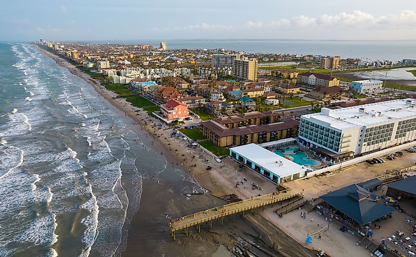 Aerial view of South Padre Island, Texas.