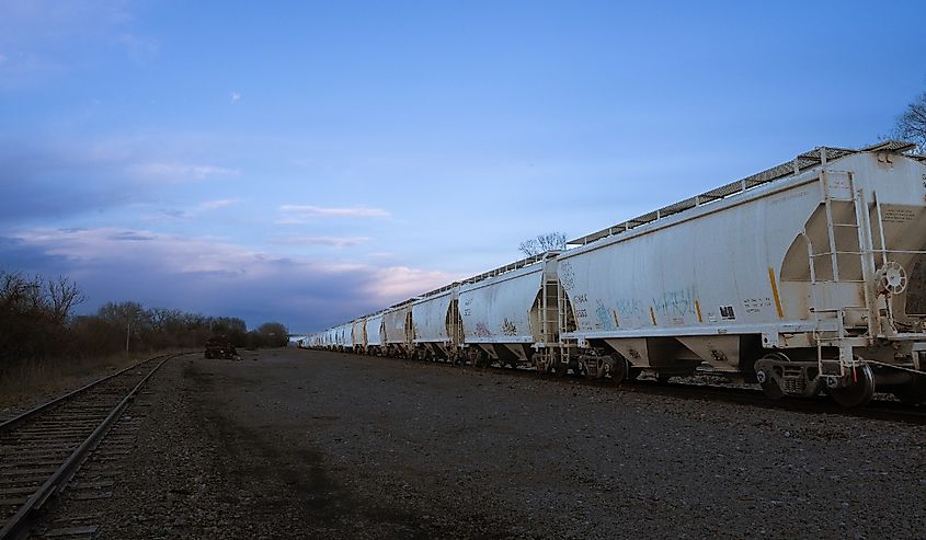 Railway in Ashland Nebraska at dusk