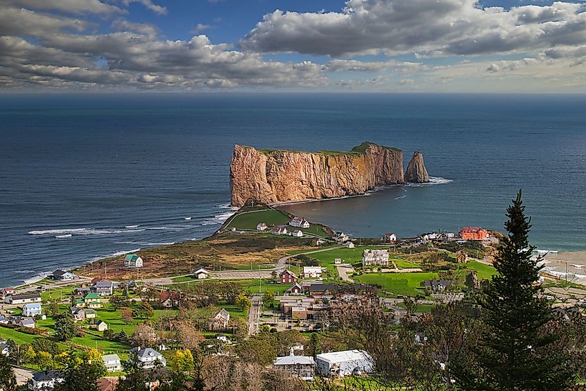Aerial view of Perce, Quebec, Canada.