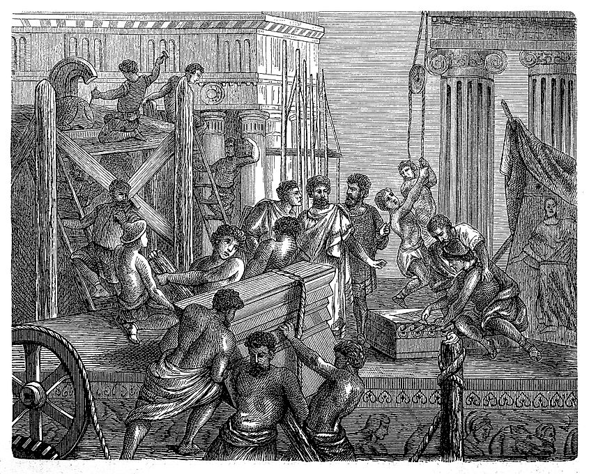 Illustration of a Construction of the Acropolis in Athens