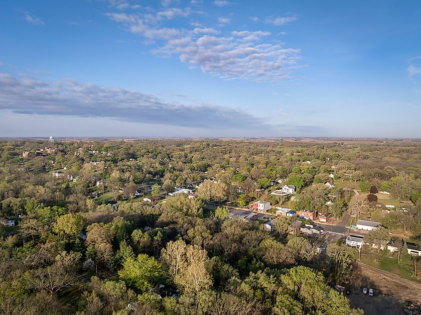 Aerial view of Peru, Nebraska.