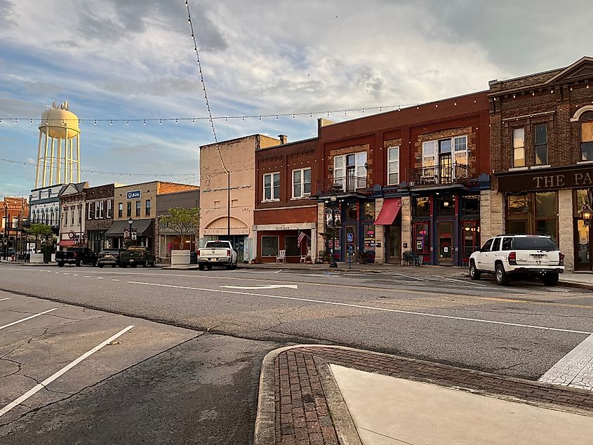 Local businesses in downtown Tuscumbia, Alabama