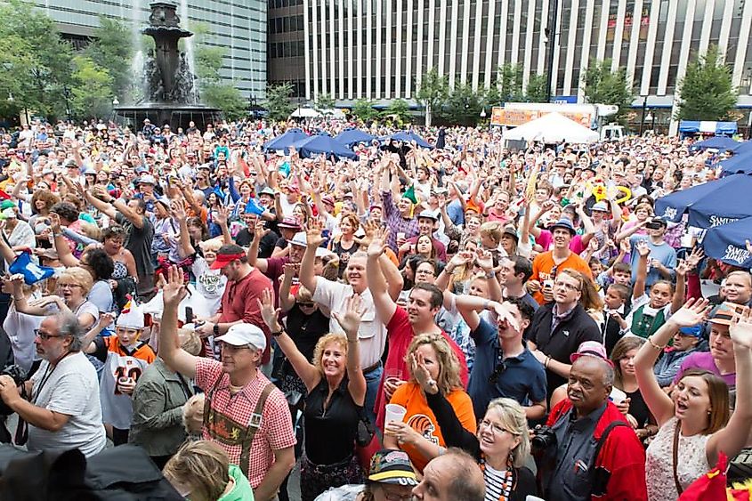 More than 30,000 participated in the World's Largest Chicken Dance in 2015, led by former Bengals quarterback Ken Anderson, By Ctomasetti - Own work, CC BY-SA 4.0, https://commons.wikimedia.org/w/index.php?curid=46940419