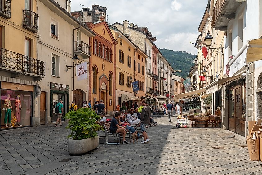 Historic town center of Aosta, Italy