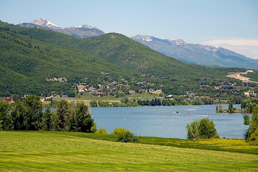 Mountains and lake near Huntsville, Utah.